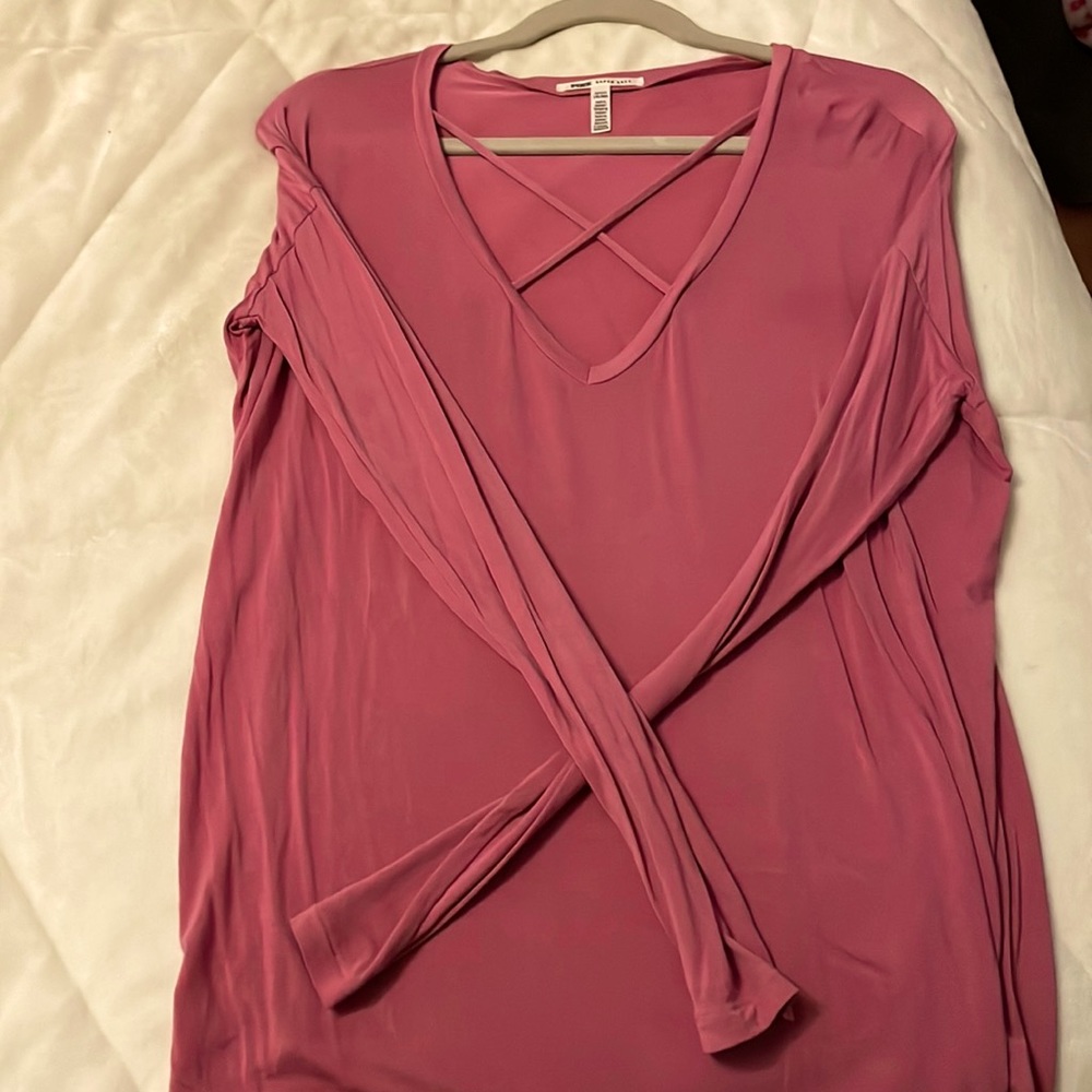PINK super soft cross long sleeve shirt. Size S.